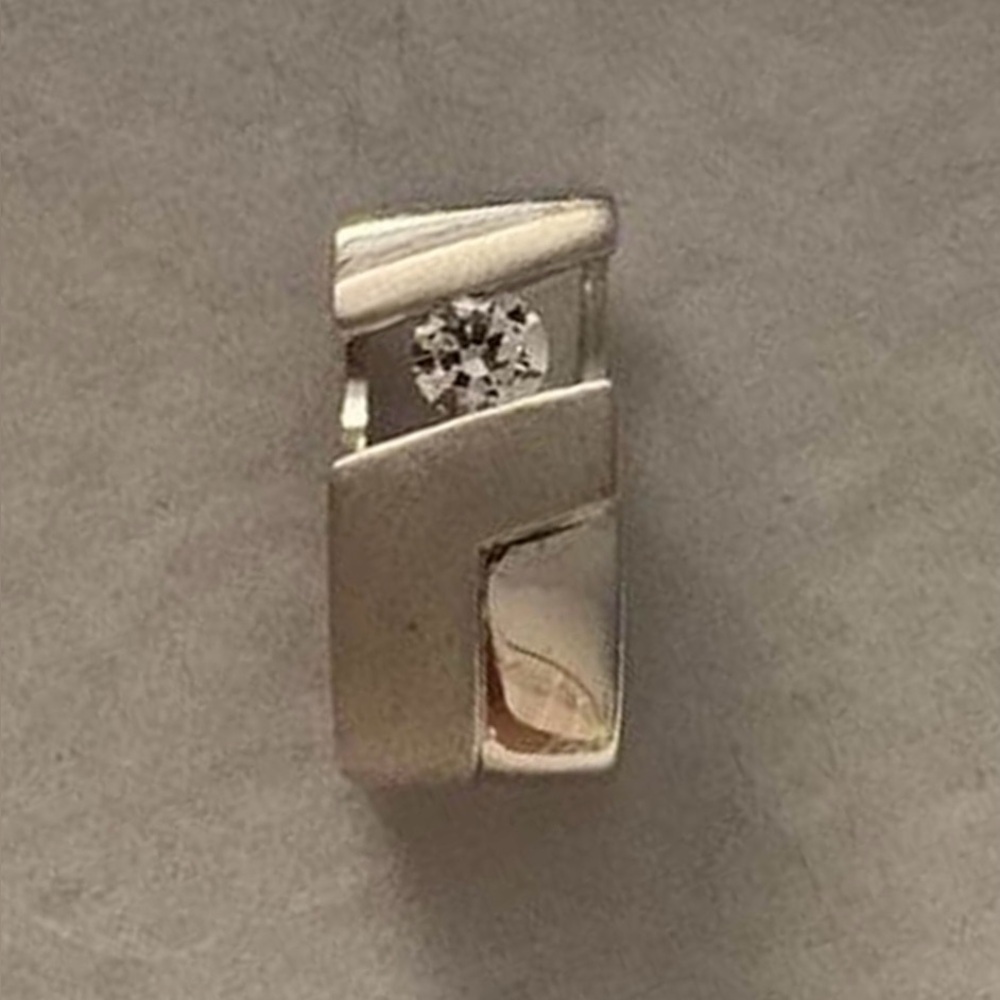 925 Sterling Silver Mini Slider Necklace/Bracelet Charm with CZ Faux Diamond
